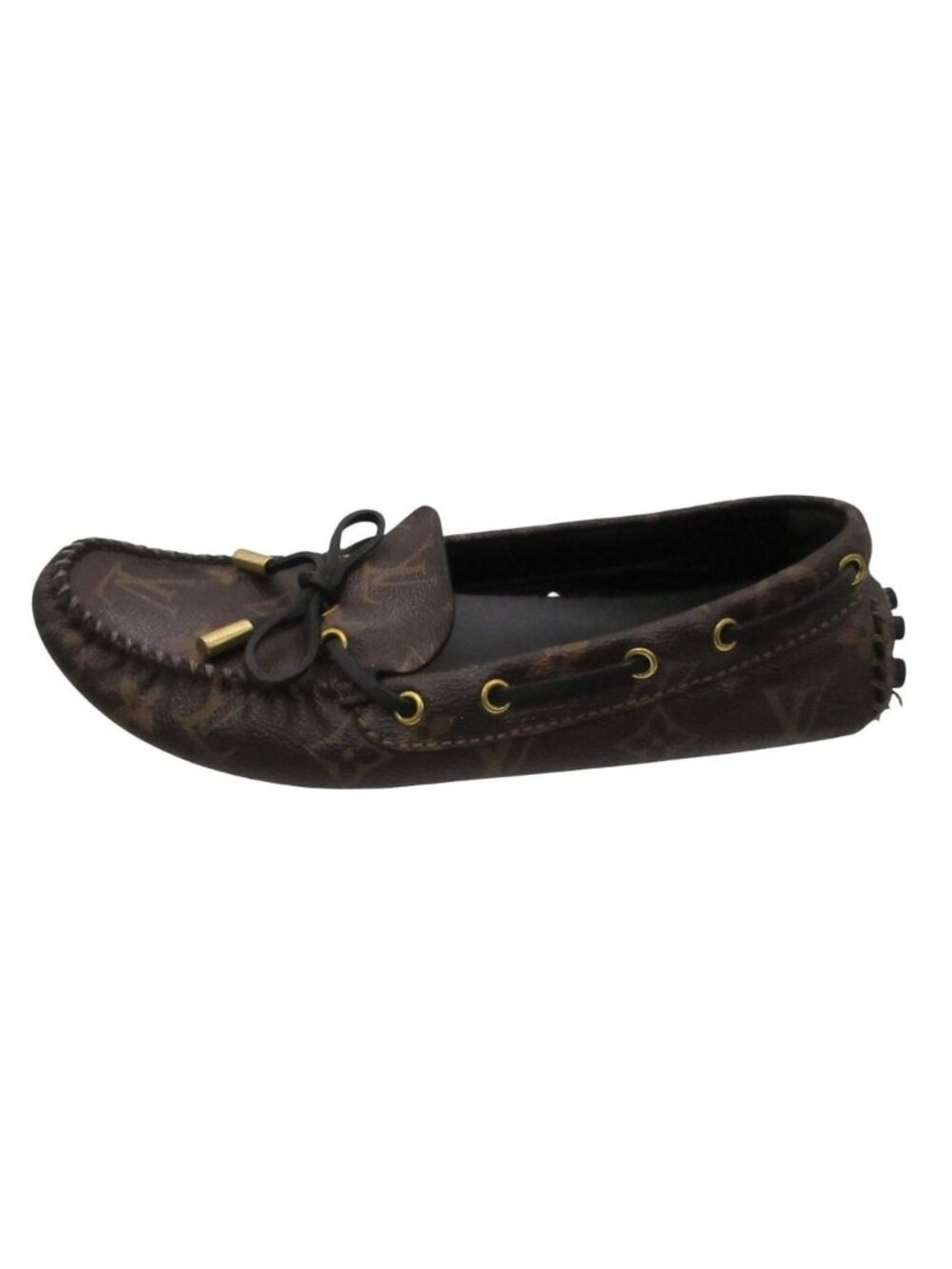 Louis Vuitton Moccasins Arizona Line Monogram Leather Ribbon Driving Shoes Flat - Picture 3 of 10
